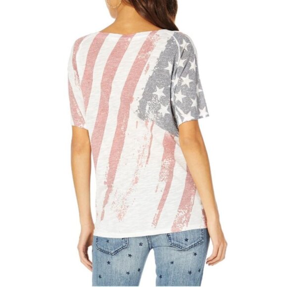 💕MICHAEL STARS💕 Americana V-Neck Tee in Flag Print One Size NWOT - Picture 5 of 11